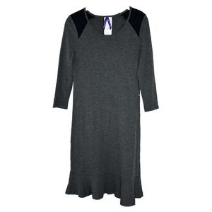 SERAPHINE Women’s Maternity Gray Black 3/4 Sleeve Ruffle Dress Size 6 NWOT